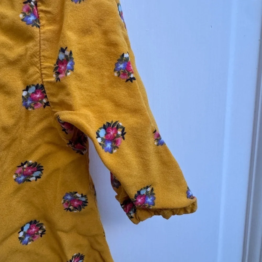 Old Navy 4T Girls Yellow Fall Floral 3/4 Sleeve Dress